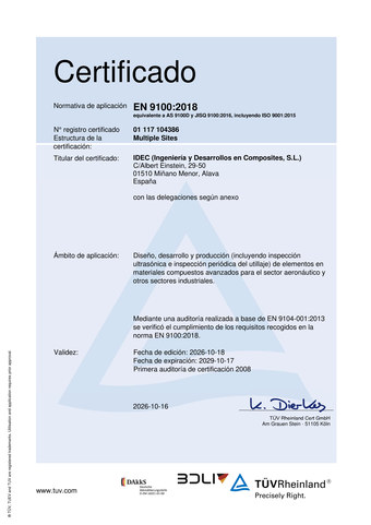 EN 9100:2018 certificate